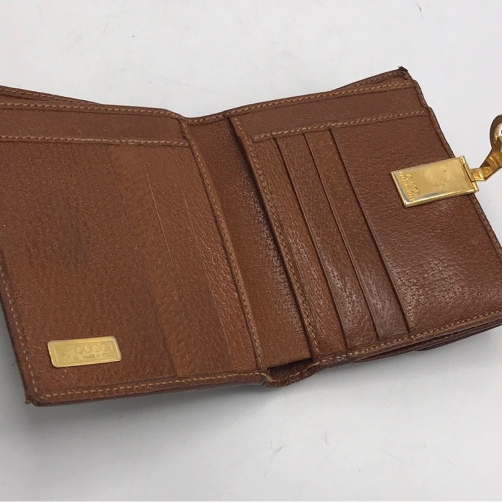 Gucci Brown Leather Bi-Fold Wallet with Gold Double G Accent - Picture 3 of 3